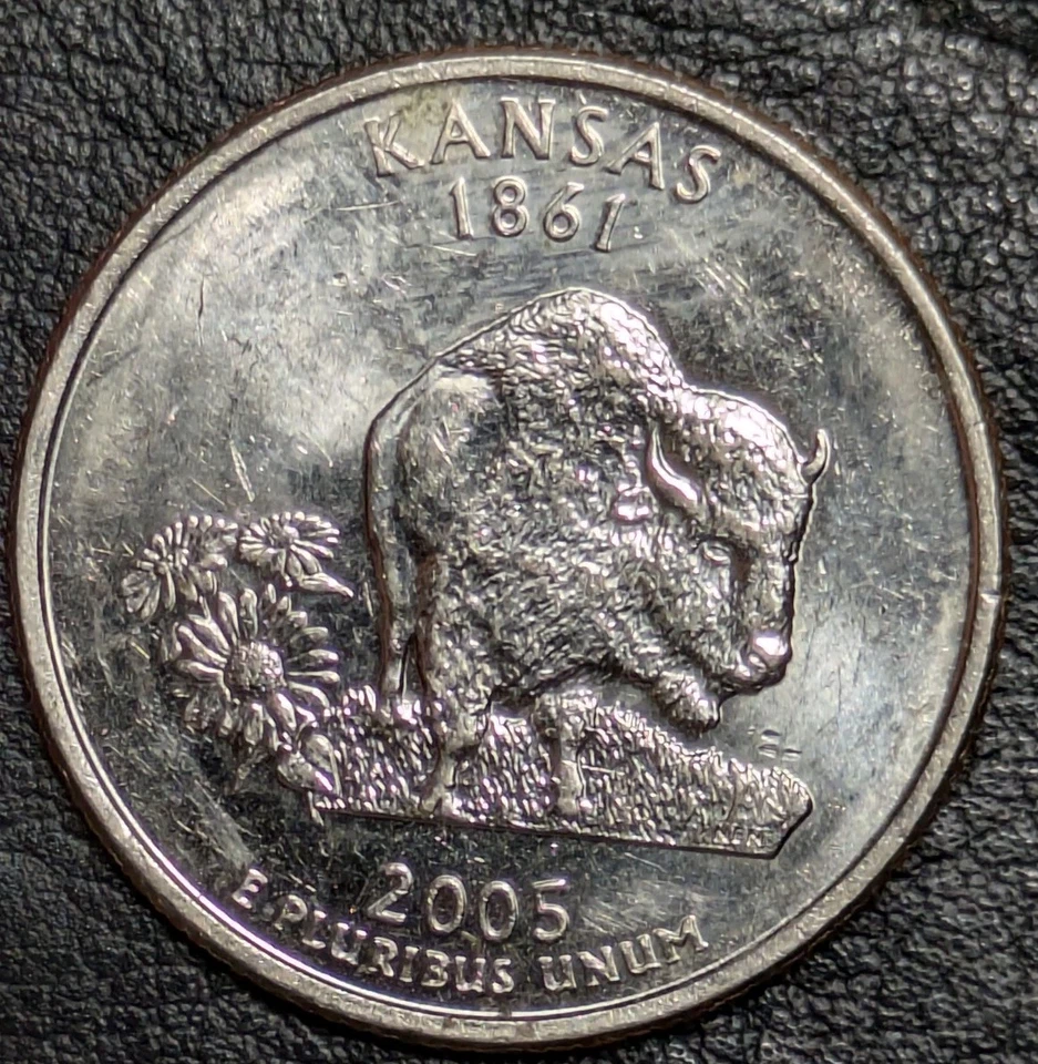 2005-D 25¢ Kansas State Quarter Proof Like "Detached Leg" Error Unc Details - Image 2 of 4