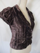 Forever 21 Crop Jacket Jrs M top Y2K VTG crush velvet Brown Lined short sleeve