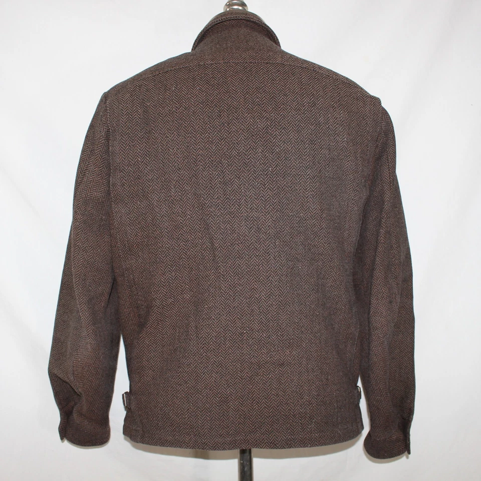 READ Vtg 1950s Field & Stream Mens 40 Herringbone Tweed Ricky Jacket Rockabilly - Image 3 of 4