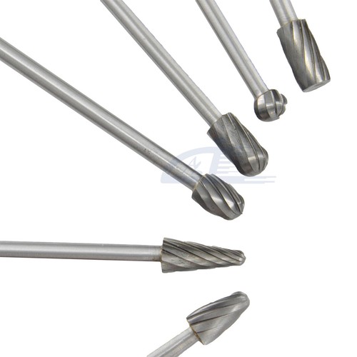 6pc 1/4" Tungsten Rotary Carbide Burr Bits Aluminum Bur 6" Long Shank Single Cut - Picture 5 of 12