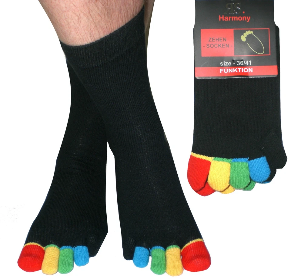 RS HARMONY (DEUTSCHLAND) Zehensocken BUNTE ZEHEN aus Baumwolle - hygienisches & gutes Fußklima, mit Ferse