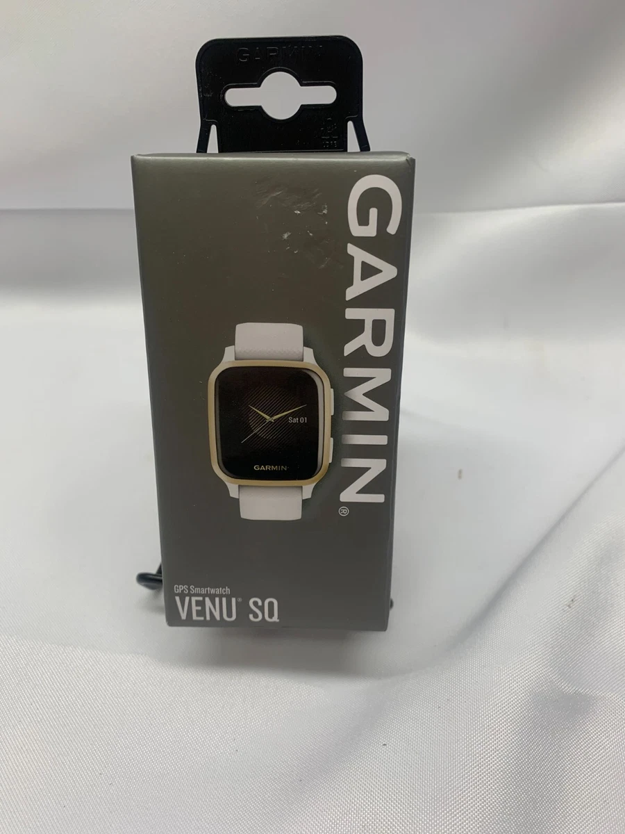 Garmin VENU SQ Fitness GPS Smartwatch-White/Gold -Silicone Band *New  753759260637