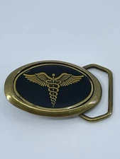 Belt Buckle Baron Buckles medical logo insignia solid brass small 1983