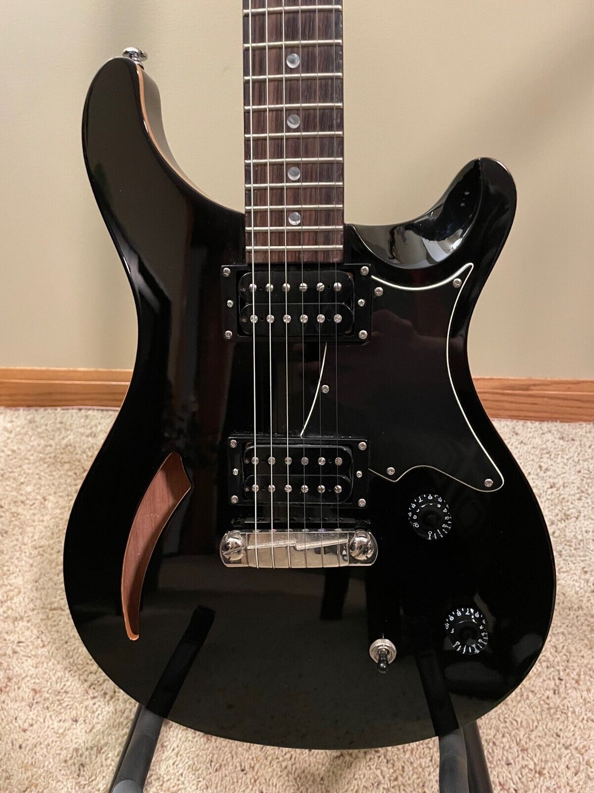 PRS Electric Guitar, Semi-hollow Body, Black