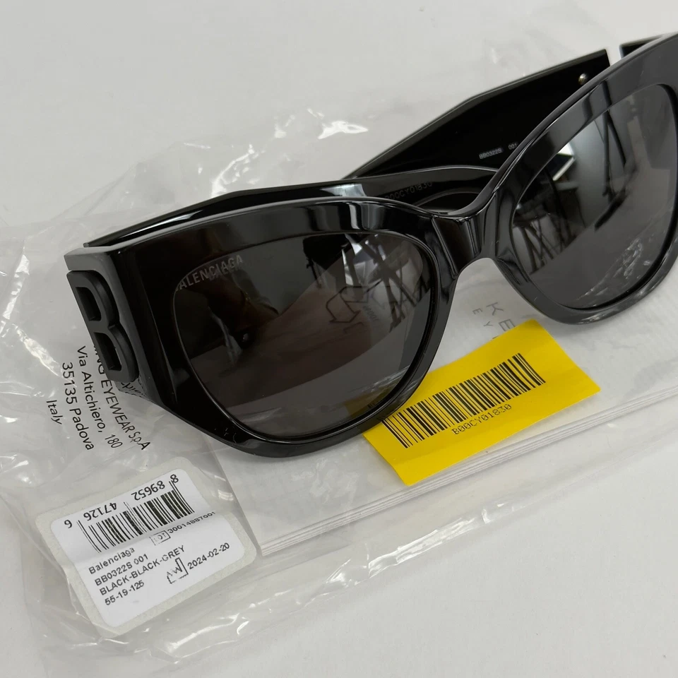 Gafas de sol unisex geométricas de moda negras BALENCIAGA BOSSY Cat 0322 BB0322S 001 Foto 2 de 4