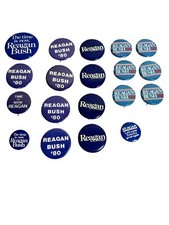 Reagan Bush 1980 Election Campaign Tin Pins Lot of 19 GOP Republican Party VTG