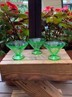 Vintage Set of 3 Federal Glass Uranium Green Paneled Low Sherbet Cups-Exc. Cond. — photo 8