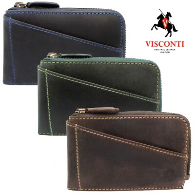 Münze Leder Geldbörse Mini Etui Reißverschluss Slim Qualität Visconti Unisex Neu VSL30
