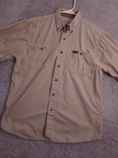 Carhartt Shirt Mens Medium Tradesman Canvas Work Wear Beige Pockets Outdoor M