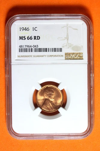 1946 NGC MS66 RD Lincoln Wheat Cent #B42655