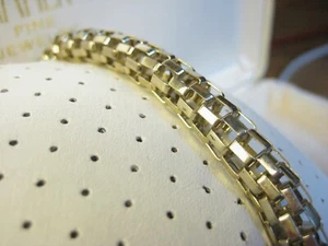 Vintage Retro Bold Pop Phat Gold Tone Stritch Chain Link Adjustable Bracelet