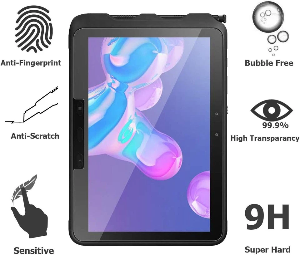2 PACK Screen Protector Samsung Galaxy Tab Active Pro Active4 Pro Tempered Glass - Image 2 of 4