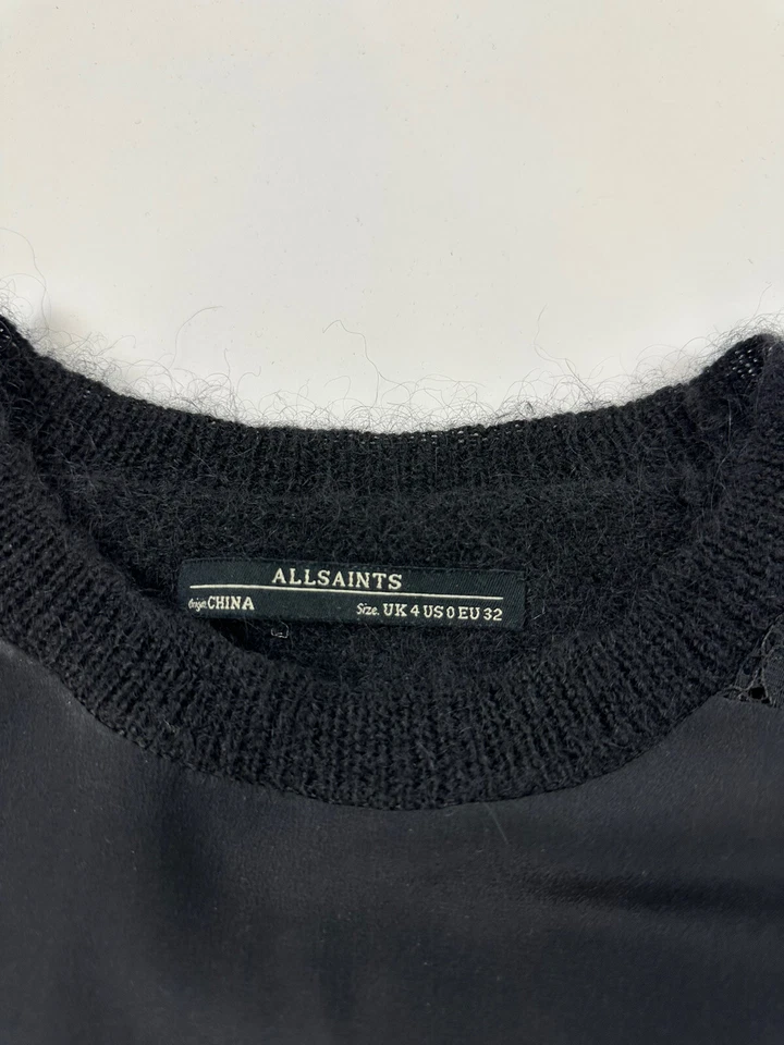 Vestido Suéter Allsaints Taya Para Mujer’s 0 Negro Encaje Mohair Lana Seda Foto 3 de 4