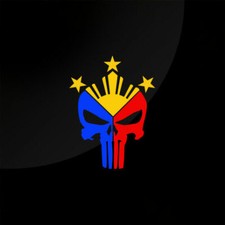 Filipino Punisher Skull Vinyl Die Cut Car Decal Sticker Philippine Flag 6" h 