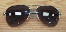 Genuine Disney Silver Tone With Teal Arms Metal Frame Mickey Mouse Sunglasses