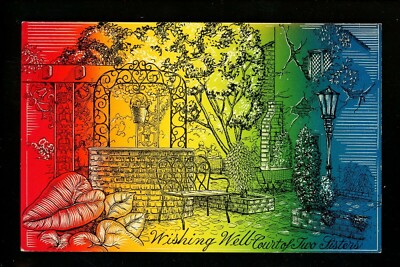 Louisiana LA postcard New Orleans Court of Two Sisters Wishing Well