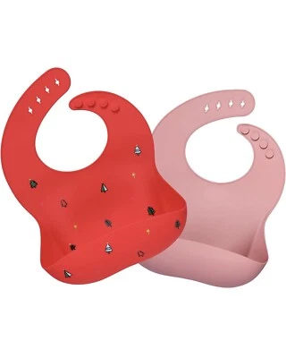 Silikon Baby Lätzchen, süße Silikon Baby Lätzchen für Babys, wasserdicht, weich, 2 Stück - Bild 1 von 4