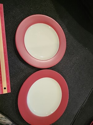  Noritake Colorwave Raspberry Salad Plates - 8 3/8'' Set Of 2  Small Chip In One
