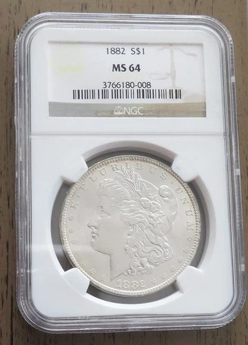 1882 Morgan Silver Dollar - MS64 -NGC - Sharp - VGC