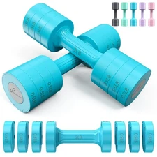 Adjustable Dumbbells Hand Weights Set: Sportneer 5 lb Dumbbell Set of 2 Each ...
