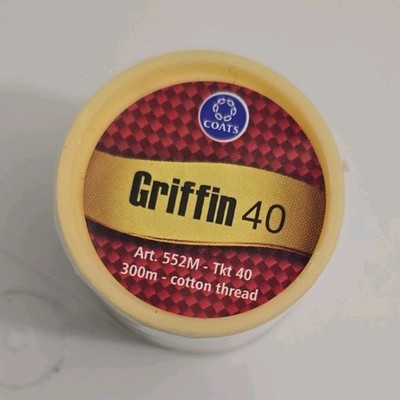 Coats Griffin 40 Cotton General Sewing Thread 300m White 552M Tkt 40