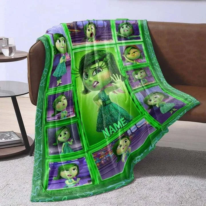 Personalized Disney Disgust Inside Out Blanket, Inside Out Custom Fleece Blanket