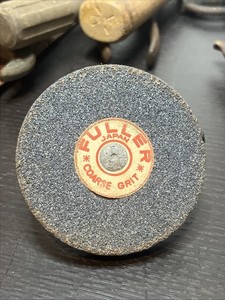 Vintage FULLER Grinding Stone Wheel Portugal Coarse Grit - 3 Inch - 1/4" Arbor 