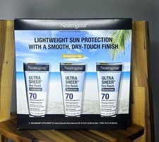3 PK Neutrogena Ultra Sheer Dry-Touch SPF 70 Sunscreen Lotion 3 Oz Ea EXP 09/27