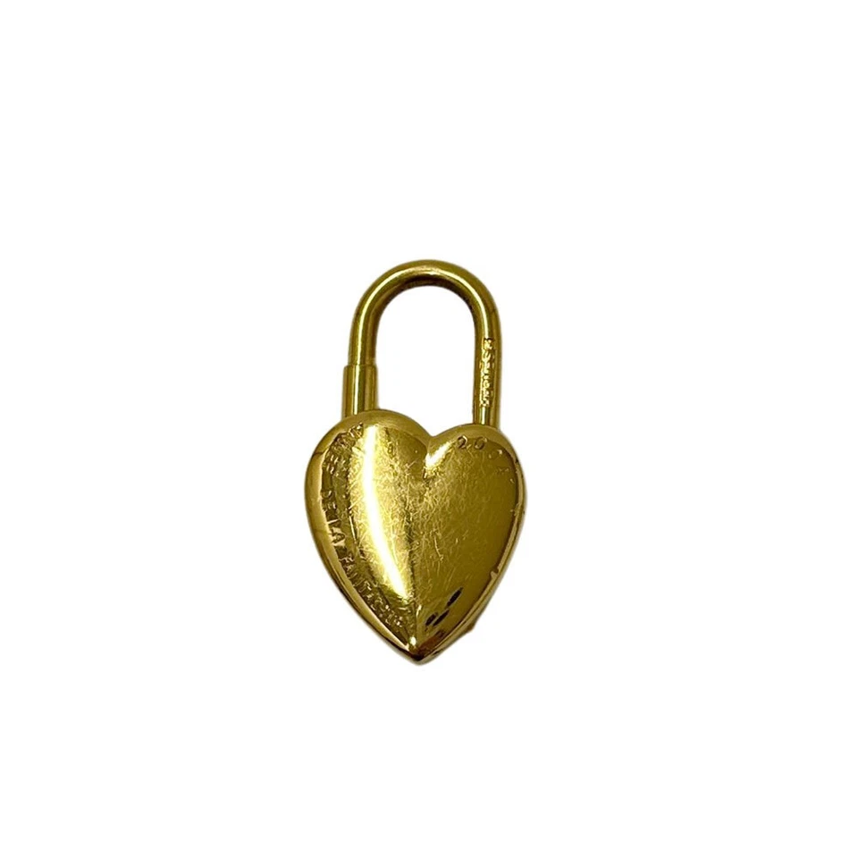 HERMES Cadena Padlock Heart 2004 Gold Lock Bag Charm Pendant AUTH USED - Image 2 of 4