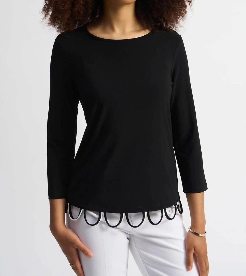 Joseph Ribkoff Loop Detail Quarter Sleeve Fitted Top Size 8 (UK 10) - Image 3 of 4