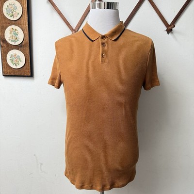 Topman Ribbed Knit Polo Shirt Large