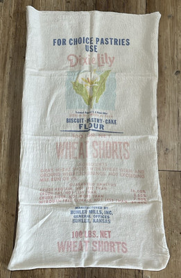 Dixie Lily Wheat Shorts Cloth Sack Buhler Kansas Biscuit Pastry Cake Flour KS