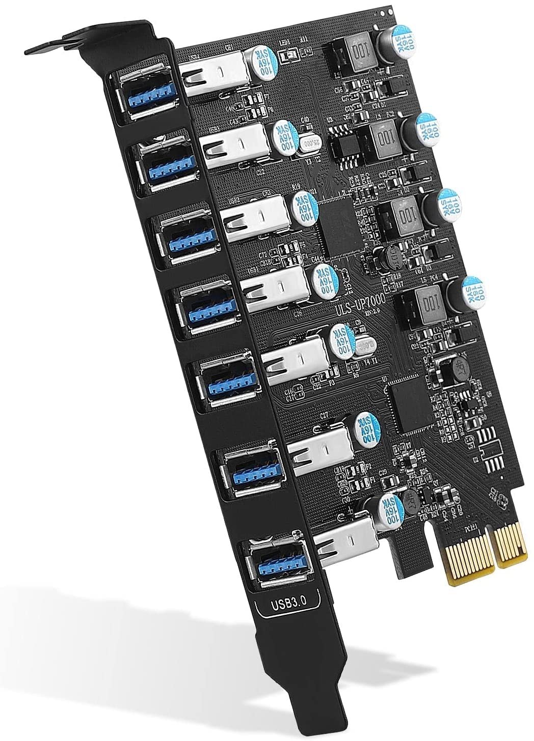 Carte PCIe USB 3.0 7 Ports Hub d'Extension Interne Haute Vitesse pour PC