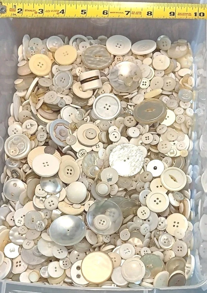 Vintage Angelic Sewing Buttons Mix Pearlized Iridescent White Ivory 3 oz 100+ - Image 3 of 4