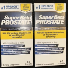 2 Bottles Of New Vitality Super Beta Prostate Urinary Health Caplets - 60 Ct Ea