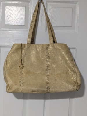 Paola Del Lungo Genuine Leather Made In Florence Italy Gold Metallic Bag Purse
