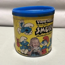 Vintage 1982 Smurf View Master Deluxe Canister Set-3D Viewer& 6 3DReels Complete