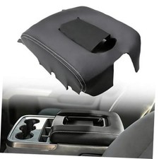 Center Console Armrest Lid Replacement Cover Black with White Stitch Black 2