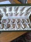 Lot of Twelve Small Silver Metal Alcohol Glasses In Case Hallmarked