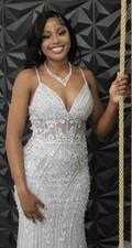 Absolutely Stunning Silver Beaded Prom Gown Size 6 This Is It