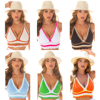 Koucla Crochet Crop Top Damen Colorato Sommer Neu