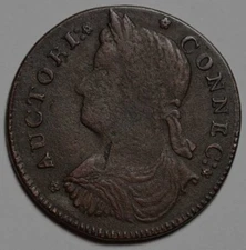 1787 Connecticut Colonial Copper, Skeleton Hand, Miller 33.36-T.2