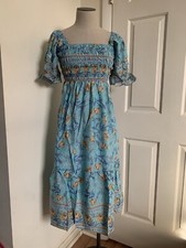 New with tags UIMLK dress women’s size small S light blue Floral Print Ruffle
