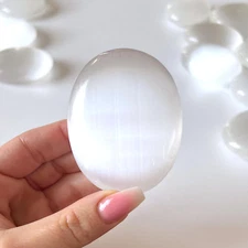 Selenite Palm Stone | Energy Clearing | Divine Connection | Meditation Palm Ston