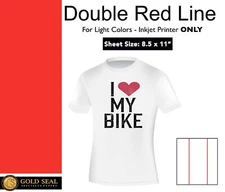 Double Red Line Light Iron On Heat Transfer Paper for Inkjet 11 X 17 -100 Sheets