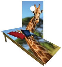 CORNHOLE BEANBAG TOSS GAME w Bags Game Board Giraffe Wild Life Animals Set