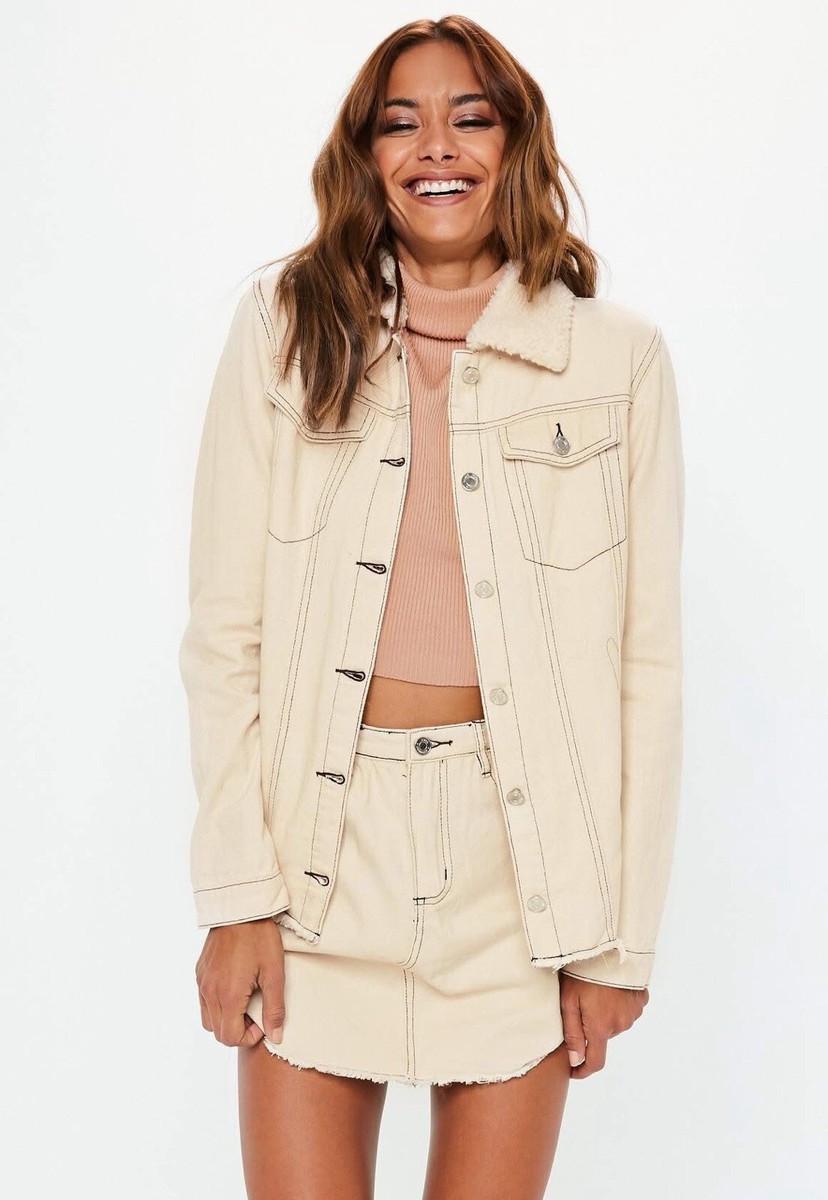 Denim Missguided Brown Shacket Missguided Women's Cream Contrast