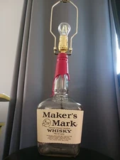 MAKER'S MARK WHISKEY Liquor Bottle TABLE LAMP Light Lounge Decor. 23" Tall. 