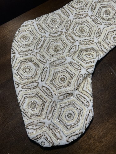 Beaded GOLD Silver Christmas Stocking Holiday NEW!!! RACHEL ZOE Shimmer - Picture 2 of 7