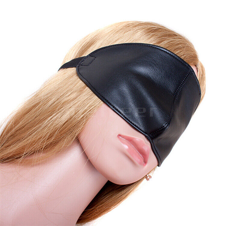 Black Mystery Blindfold Faux Leather Eye Guard Mask Nose Cover Woman  Cosplay